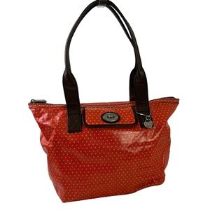 Fossil Key-Per Women's Genuine Leather Trim Waxed Canvas Shoulder Bag Tote Purse